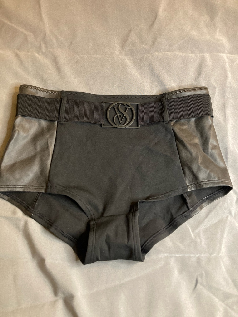 Victoria's Secret Black High-Waist Bikini Bottoms with Logo Belt